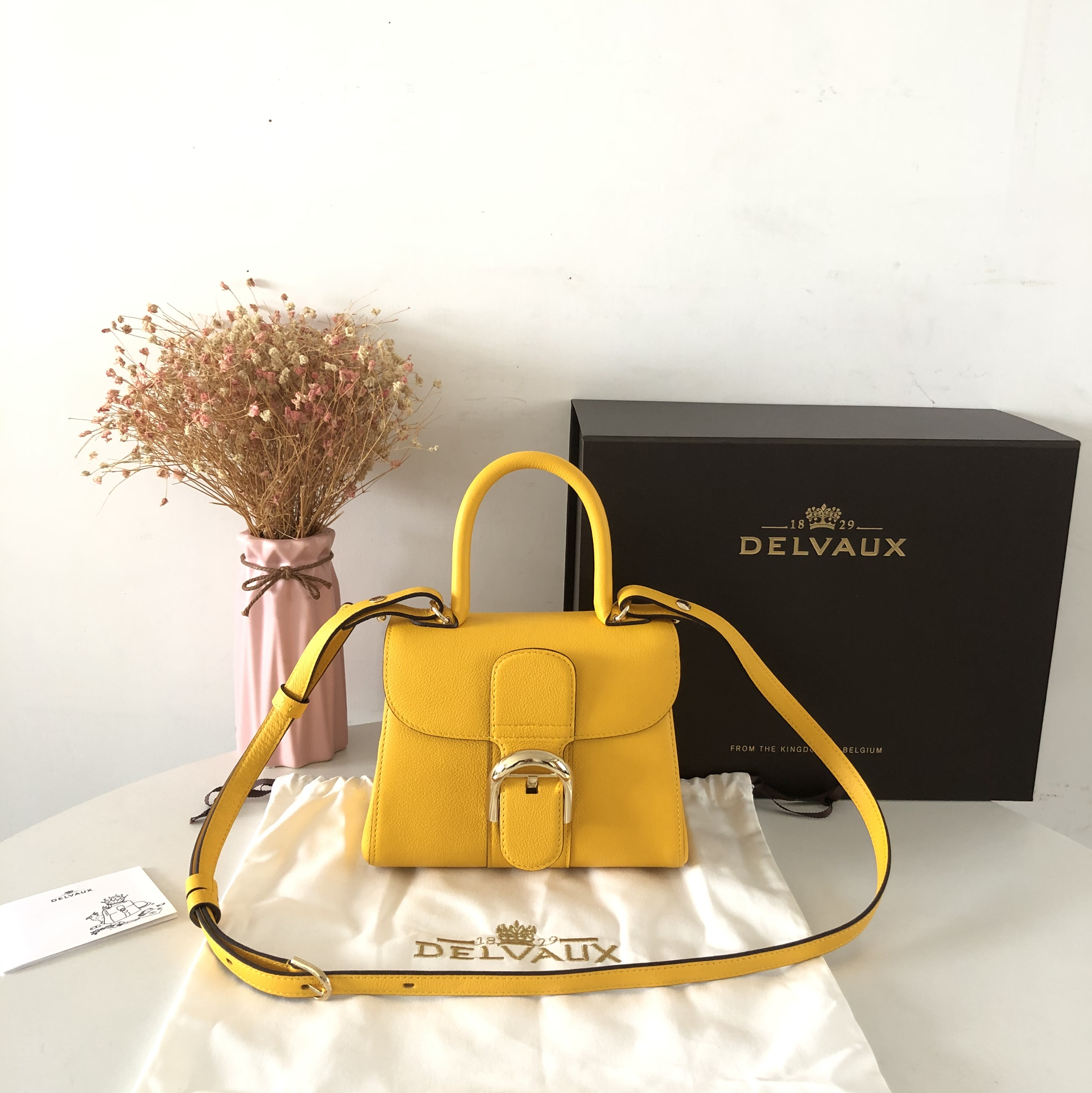 델보 브리앙 엘로우 미니 토트백